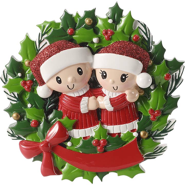 Family in Christmas Wreath Personalized Ornament for wholesale by PolarX Ornaments