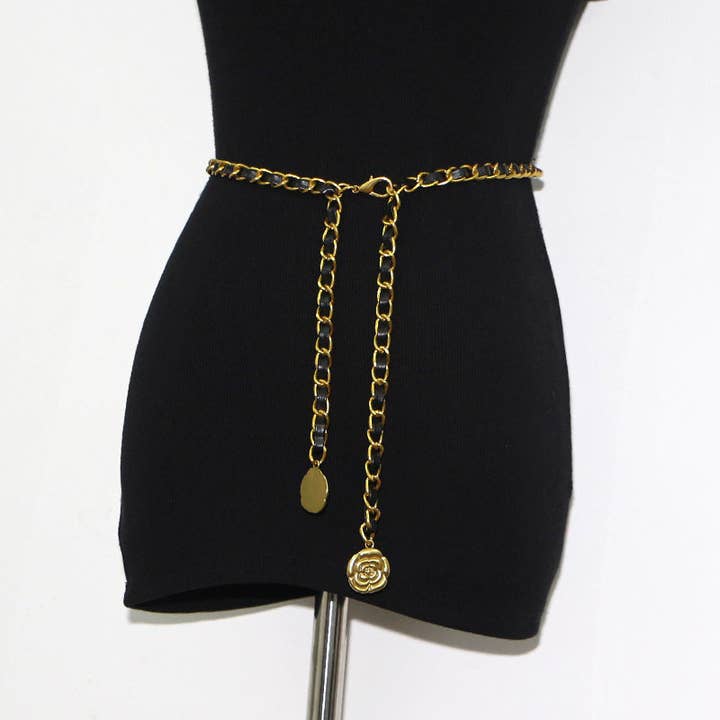 Gold Camellia Waist Body Chains WA0257 for wholesale on Faire4