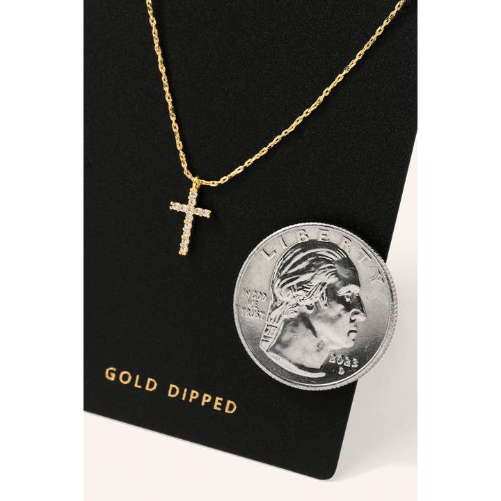 Fame Accessories - Wholesale Pendant/Charm Necklace - Rhinestone Cross Pendant Necklace