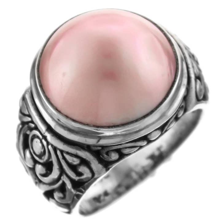 pink sydlige stillehavsø mabe perle rulle 925 sterlingsølv ring for engroshandel hos FifiRose
