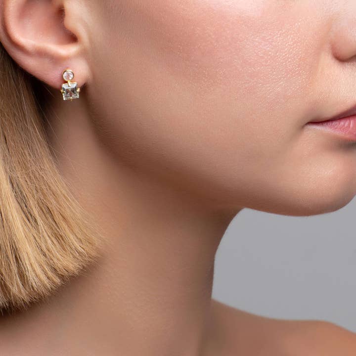 Isola Bella Faceted Green Aquamarine Earrings for wholesale by Mimi + Marge