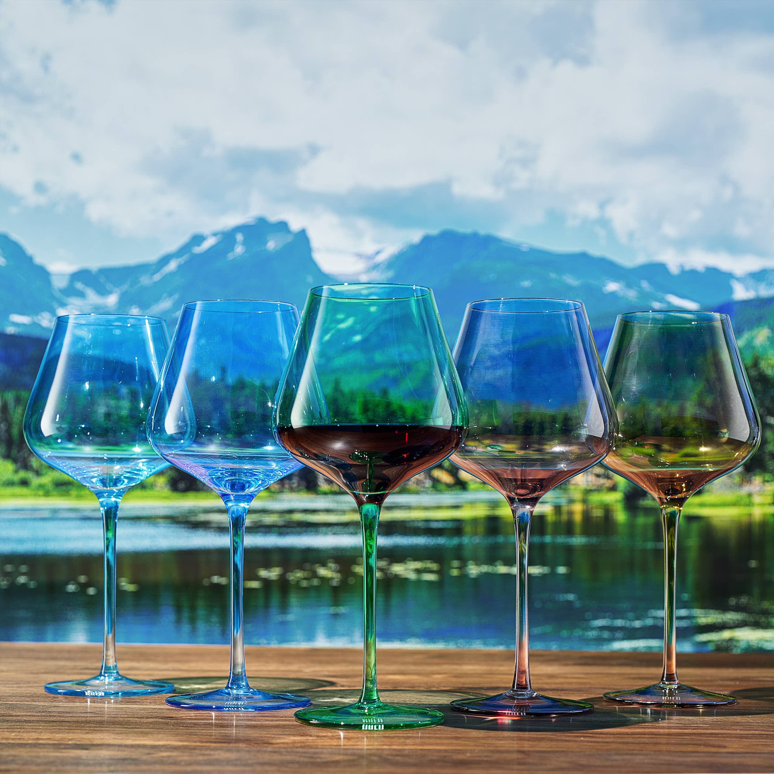 The Wine Savant /  Khen Glassware - Wholesale Wine Glass - Colors of Rocky Mountains, City Wine Glassware | Set of 54
