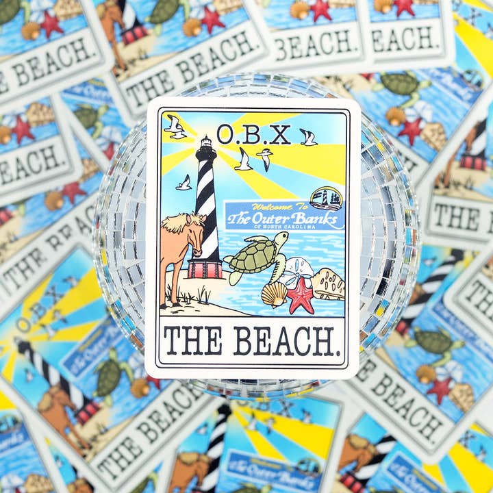 "The Beach" Tarot Style Vinyl Sticker | Outer Banks NC for wholesale by Little L Designs