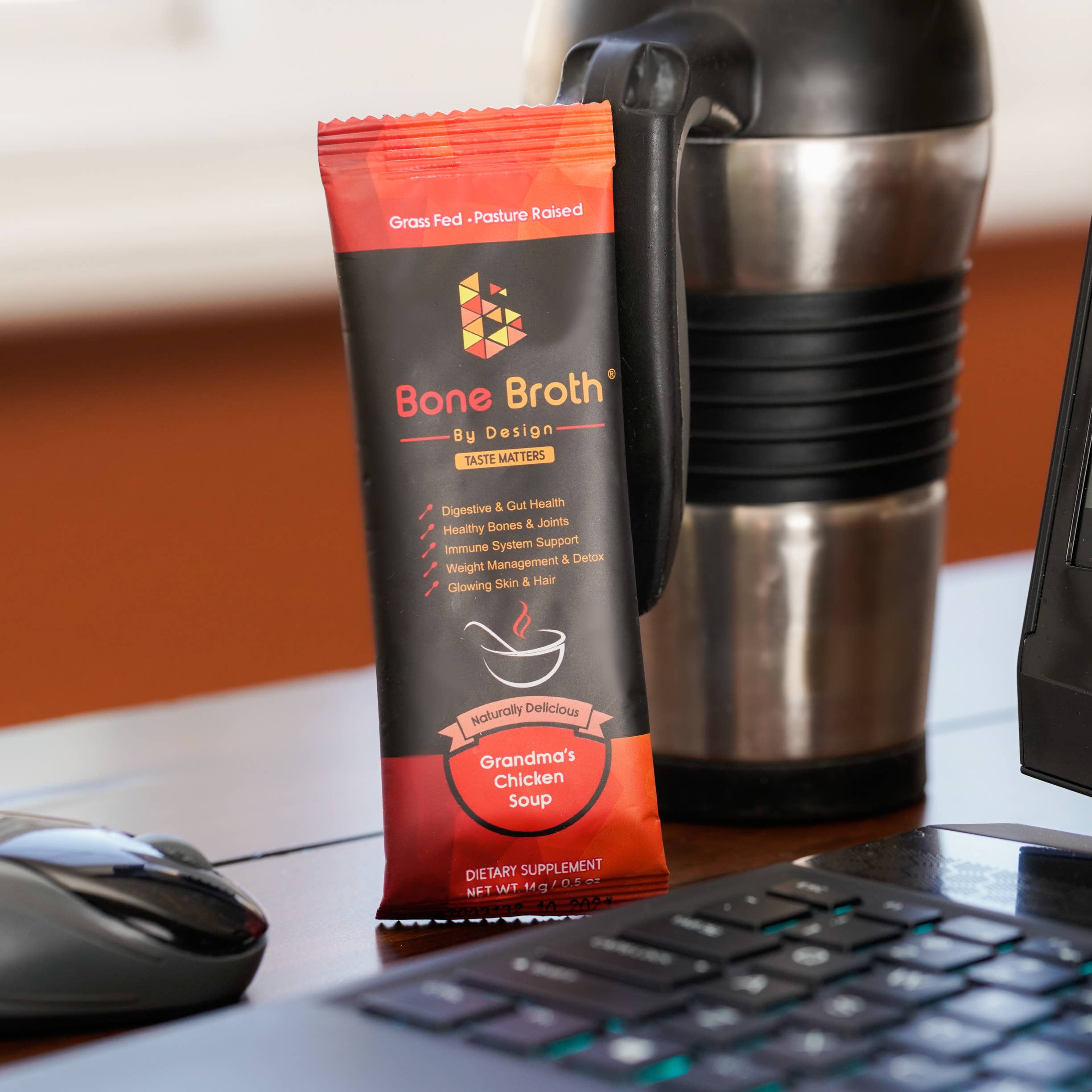 BROTH BY DESIGN - Wholesale Powdered Health Drink - Bone Broth Grass Fed Grandma Chicken Natural Flavor Box8