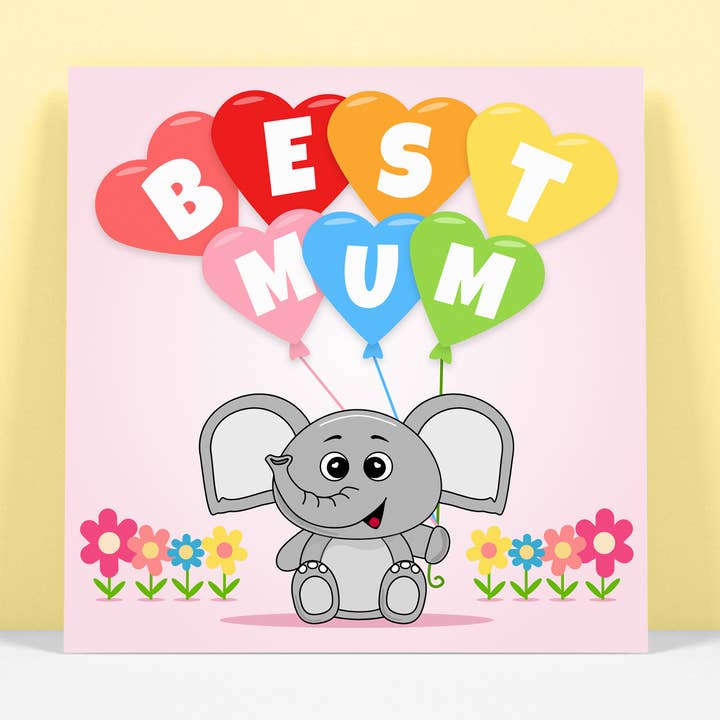 Best Mum Card - Happy Birthday - Mothers Day - Elephant Card for wholesale by RoleyOleyMoley