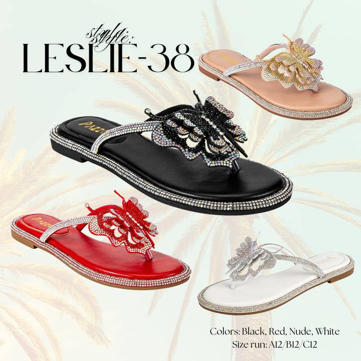 Leslie-38 Women's Flat Butterfly Rhinestone Flat Sandal for wholesale by Pazzle