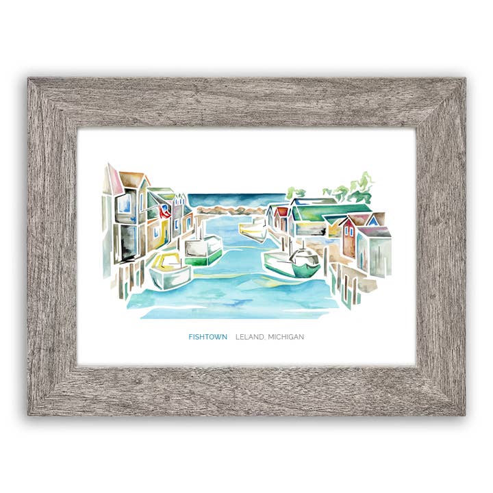 37prime - Wholesale Art Print - Custom for Two Fish: Fishtown (Michigan) watercolor print