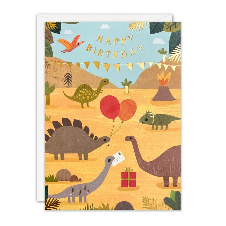 Dinosaurs Children's Birthday Card - Acorns for wholesale by James Ellis