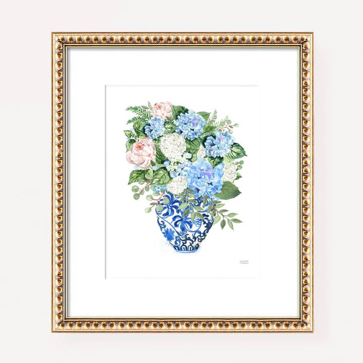 Watercolor Ginger Jar Bouquet No21 Print by Michelle Mospens for wholesale by Michelle Mospens