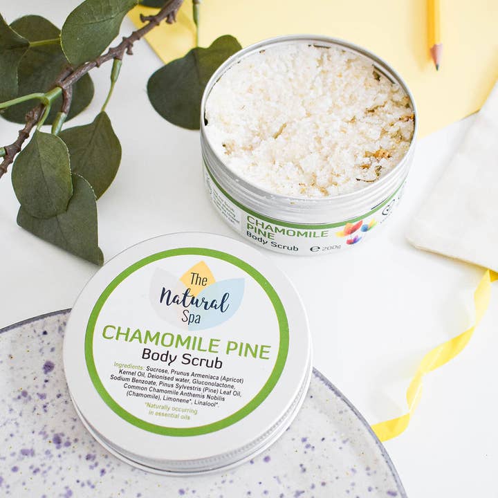 The Natural Spa Cosmetics - Wholesale Body Scrub/Exfoliant - Chamomile Pine 200g Body Scrub - Exfoliator - Vegan Skincare