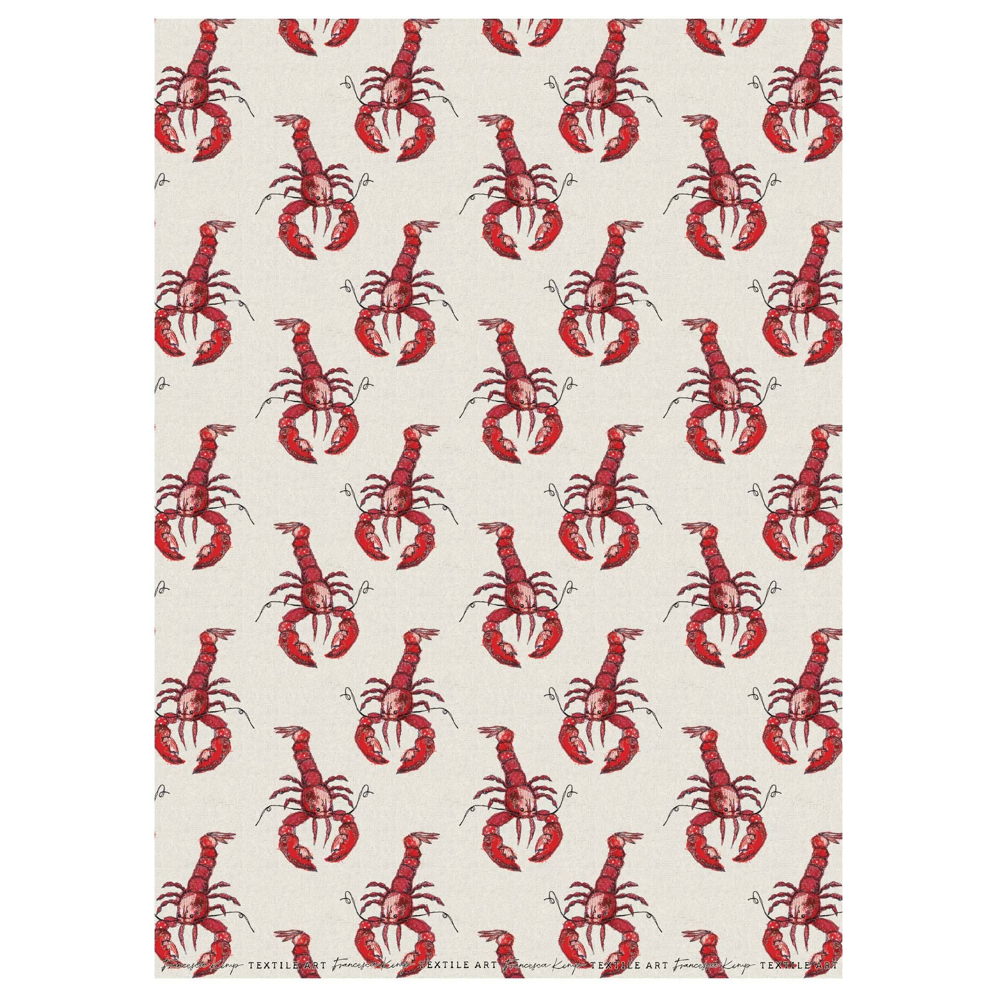 Francesca Kemp Textile Art – wholesale Flat wrap – Lobster Love Wrapping Paper1