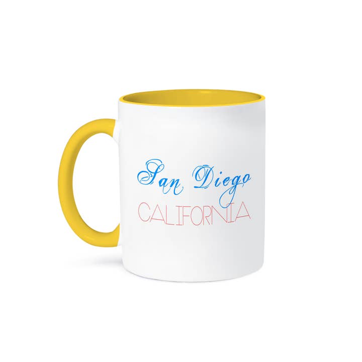 3dRose - Wholesale Coffee Mug - 3dRose, American Cities - San Diego California red and blue on white, Mug