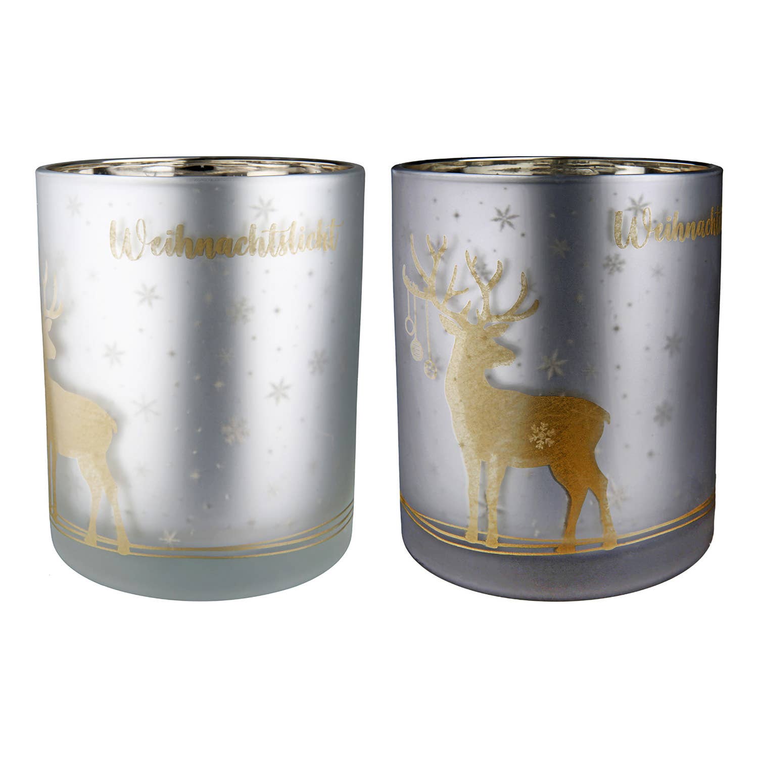 grau/silberfarben Windlicht Weihnachtslicht 2fach sortiert, H.12,5 cm für den Großhandel auf Faire0