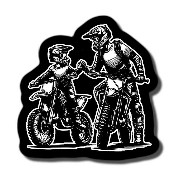 Lyrical River Designs - Venta al por mayor Pegatinas para móviles y portátiles - Adhesivo Father Son Biking Dirt Bike 0