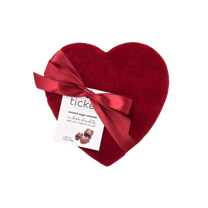 Valentine's Day Chocolate-Covered Crunchy Caramels for wholesale by Le Grand Confectionary