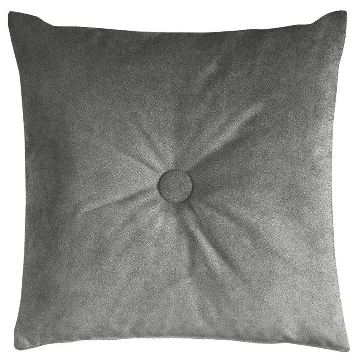 Mcalister textiles - Vendita all'ingrosso Cuscini decorativi - Cuscini con bottoni in morbido velluto argento opaco