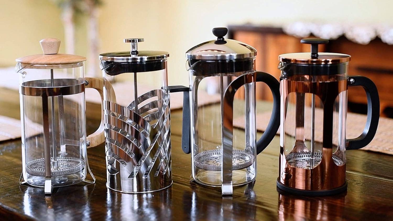 EAST AVENUE - Vendita all'ingrosso Caffettiere French press - French Press in Vetro e Bambù da 34 oz a Grana Naturale6