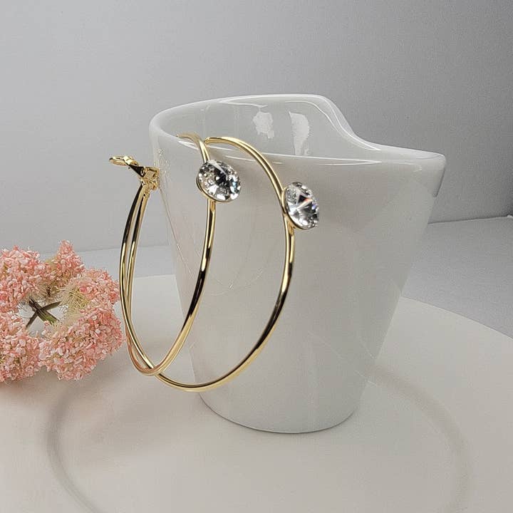 Oorbel met enkele steen voor wholesale door BETTYOH INC