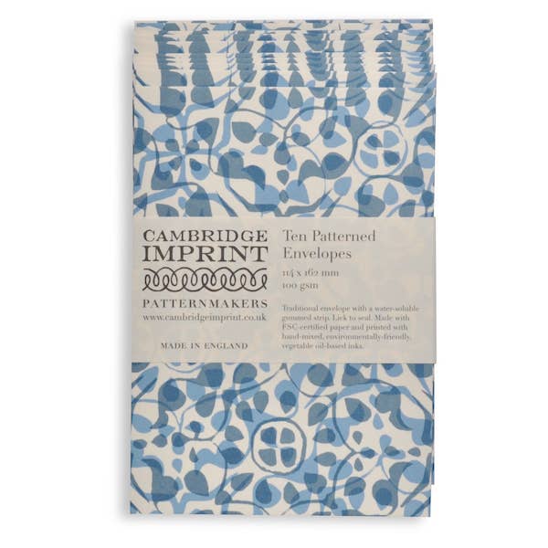 Packet of Ten Patterned Envelopes Dappled Blue for wholesale by Cambridge Imprint