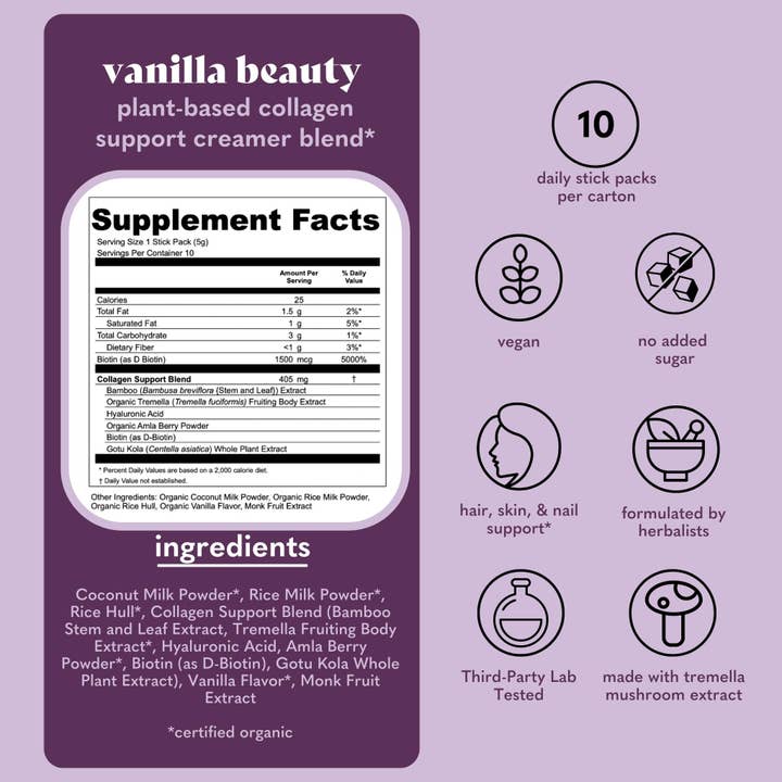 Copina Co. - Wholesale Powdered Health Drink - Vanilla Beauty Plant-Based Collagen Support Creamer Blend St3