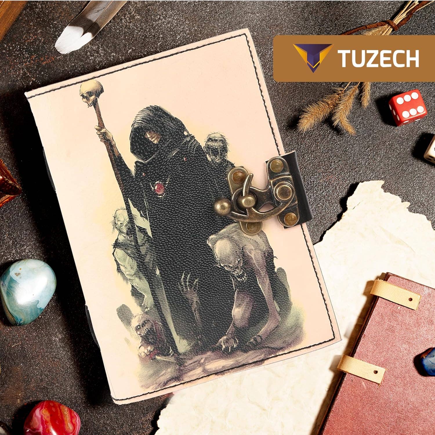 Tuzech Leather – wholesale Journal och dagbok – TUZECH läderklätt anteckningsbok med grimoirestil och ojämna kanter för män och kvinnor89