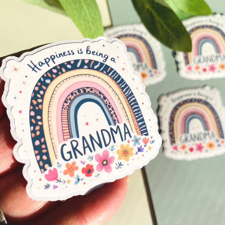 Flowers and Rainbow Grandma Die-Cut Sticker for wholesale by bJenuineCo