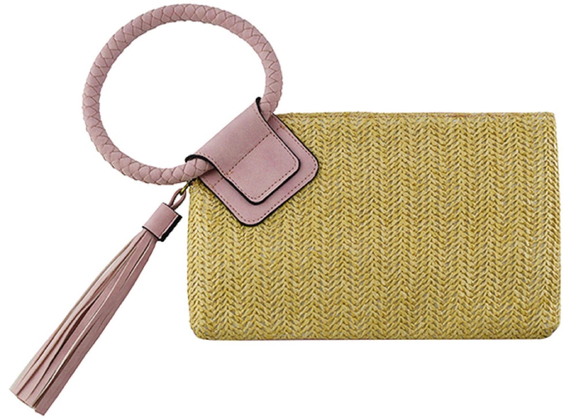 MiMi Wholesale - Wholesale Wristlet - ST204 Cheyenne Straw Wristlet/Clutch With Tassel0