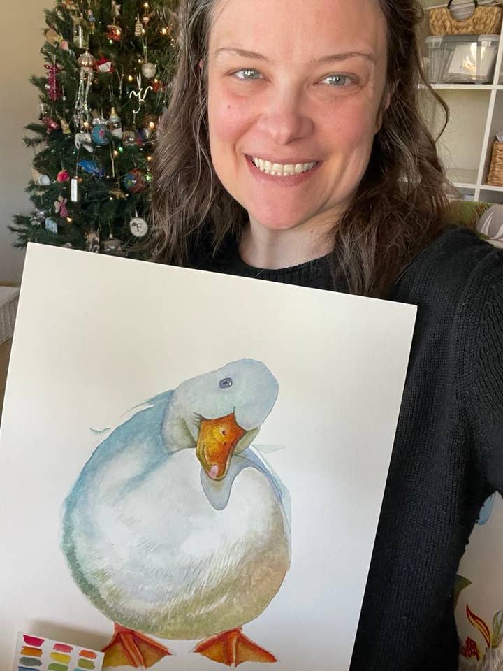 Weiße Ente - Giclée-Druck für den Großhandel von Bird Art by KB