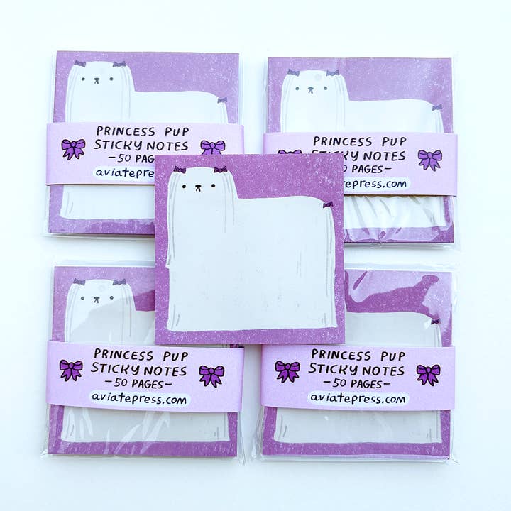 Princess Pup Sticky Notepad for wholesale by Aviate Press