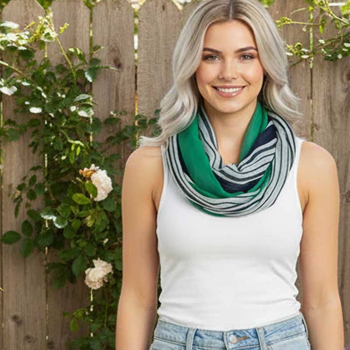 3328 - Multi Stripes Infinity Scarves for wholesale by The Magic Scarf Company