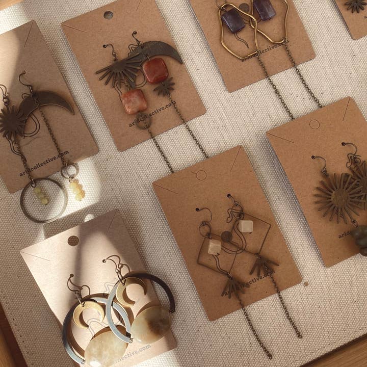 Arid Collective - Wholesale Jewelry Set - Unique Brass & Crystal Earrings | Reiki Infused | Handmade4