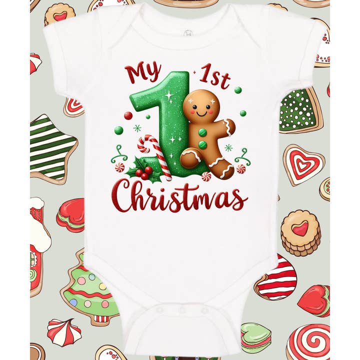 O Meu Primeiro Natal Body de Bebé Rebuçado & Bolacha de Gengibre por atacado de Worldwide Souvenir Mart