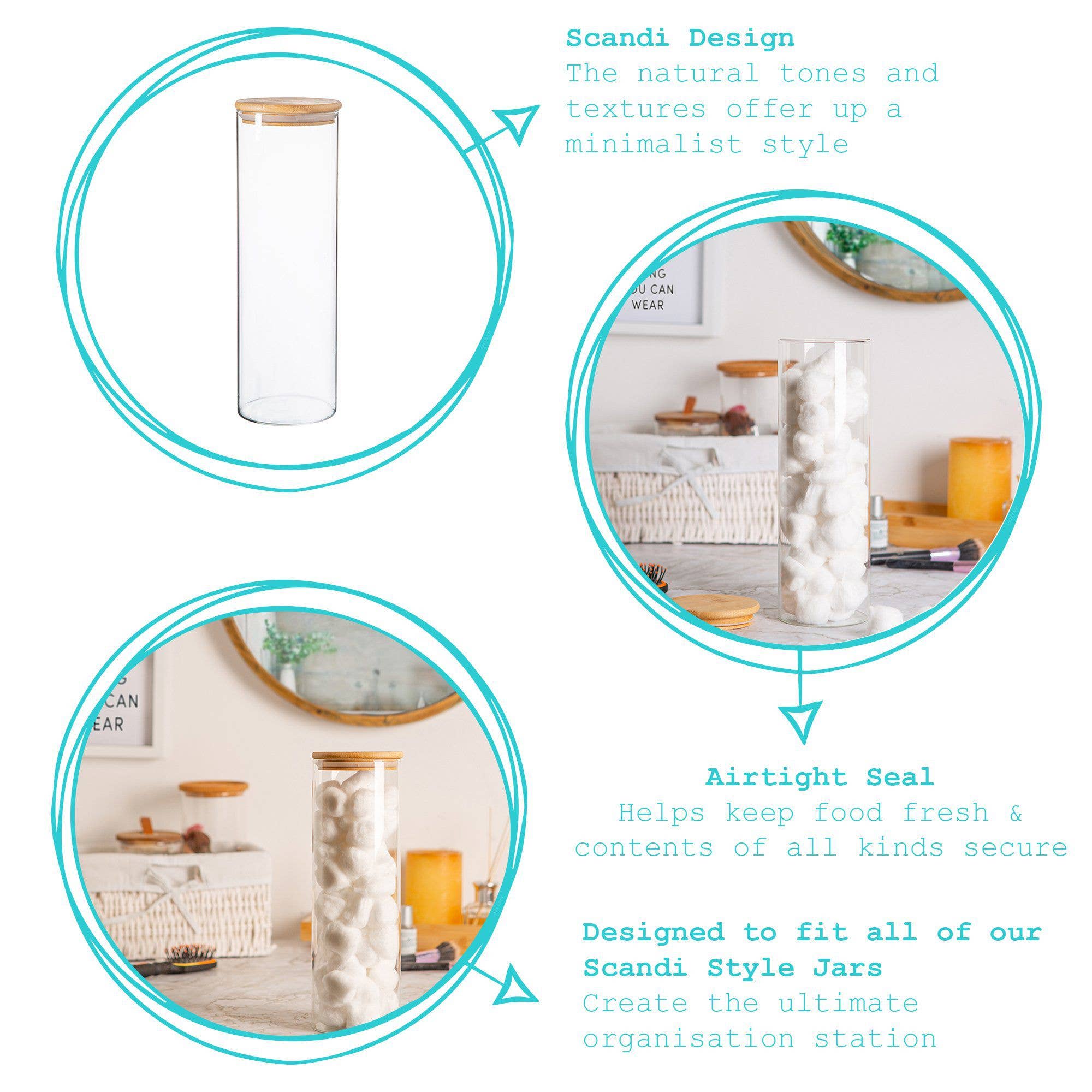 Rinkit Ltd - Wholesale Jar - Scandi Glass Storage Jar with Wooden Lid - 2 Litre4