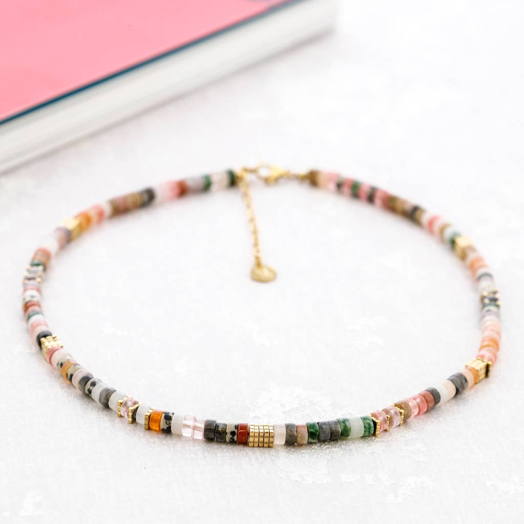 Sonata - Wholesale Snap Jewelry - Steel Stone Necklace1