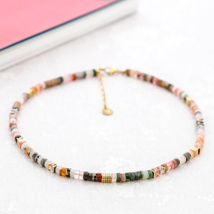 Sonata - Wholesale Snap Jewelry - Steel Stone Necklace1