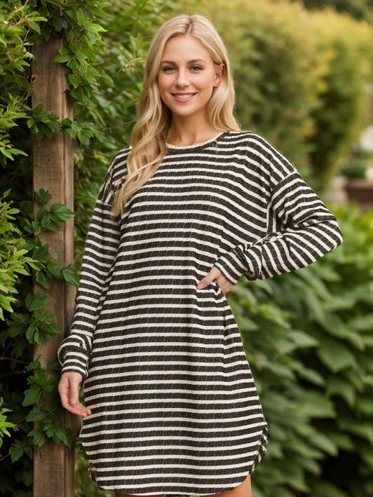 ED6710-13 JACQUARD STRIPE MINI DRESS for wholesale by HEIMISH