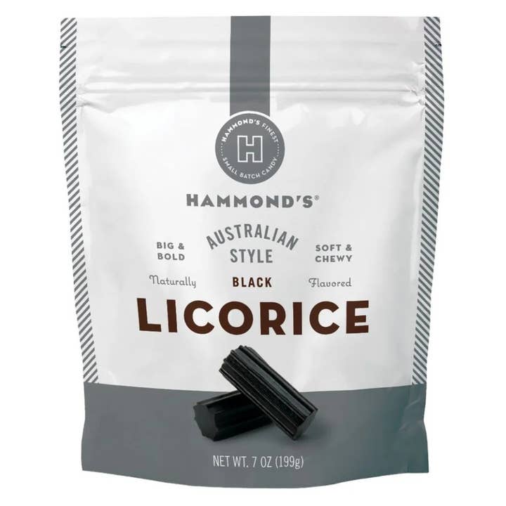 Hammond's Candies - Wholesale Licorice - Australian Style Licorice - Black - 7 oz Resealable Bag0