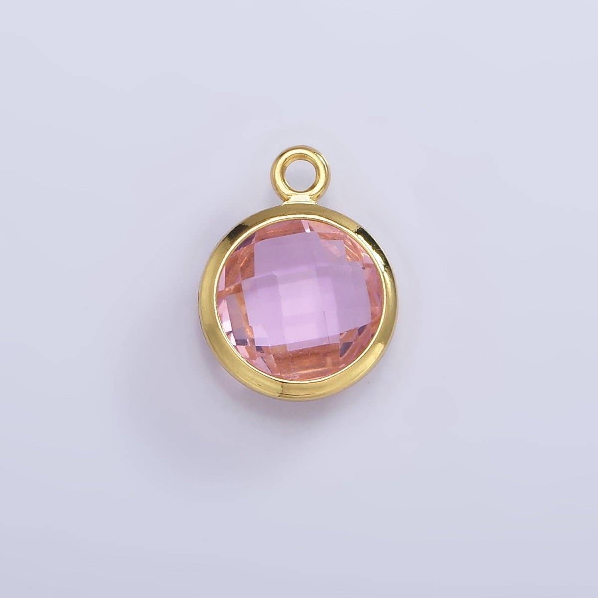 Aim Eternal - Wholesale Individual Charm/Pendant - 9mm Round BIRTHSTONE Cubic Zirconia Circle Gold Charm Add on Component For Jewelry Making | N-1209 N-12102