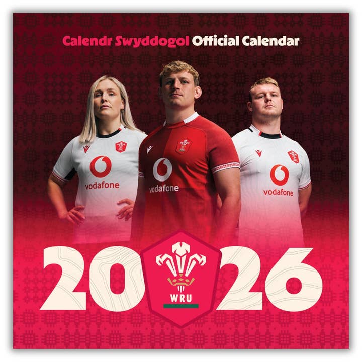 WELSH RUGBY UNION 2026 SQUARE CALENDAR for wholesale by Danilo Promotions Ltd