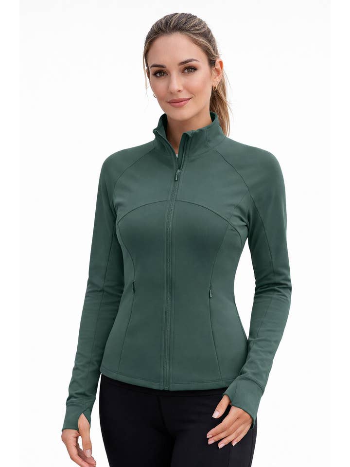 Color 5 - Wholesale Athletic Jacket - Women's - Premium solid color active wear define jacket with pockets11