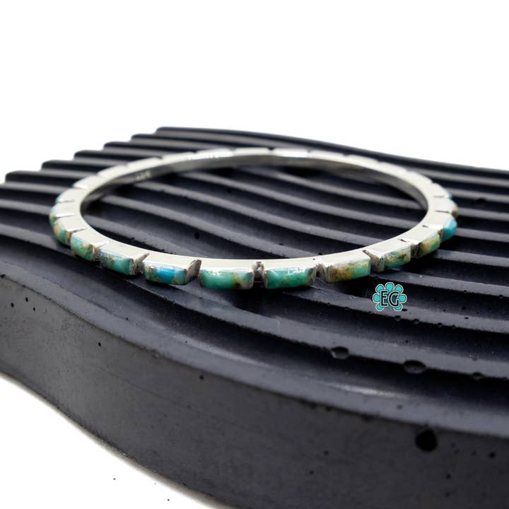 TURQUOISE BEZEL BAR BANGLE for wholesale by Everley Grace - Wholesale