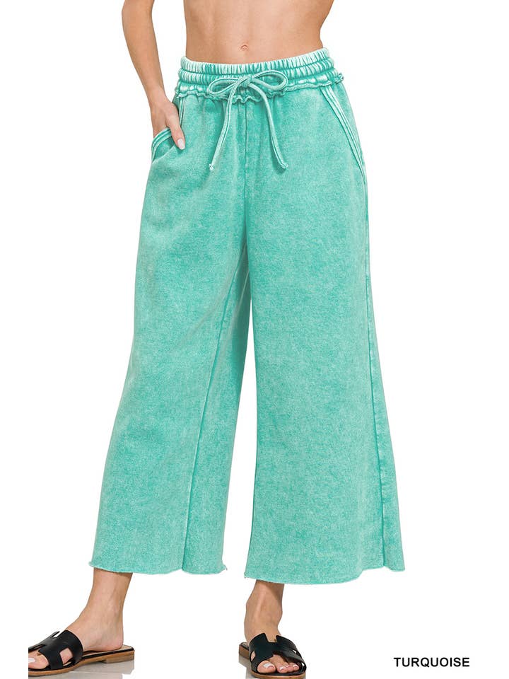 42POPS – wholesale Byxor - Dam – .Acid Wash Fleece Palazzo Sweatpants38