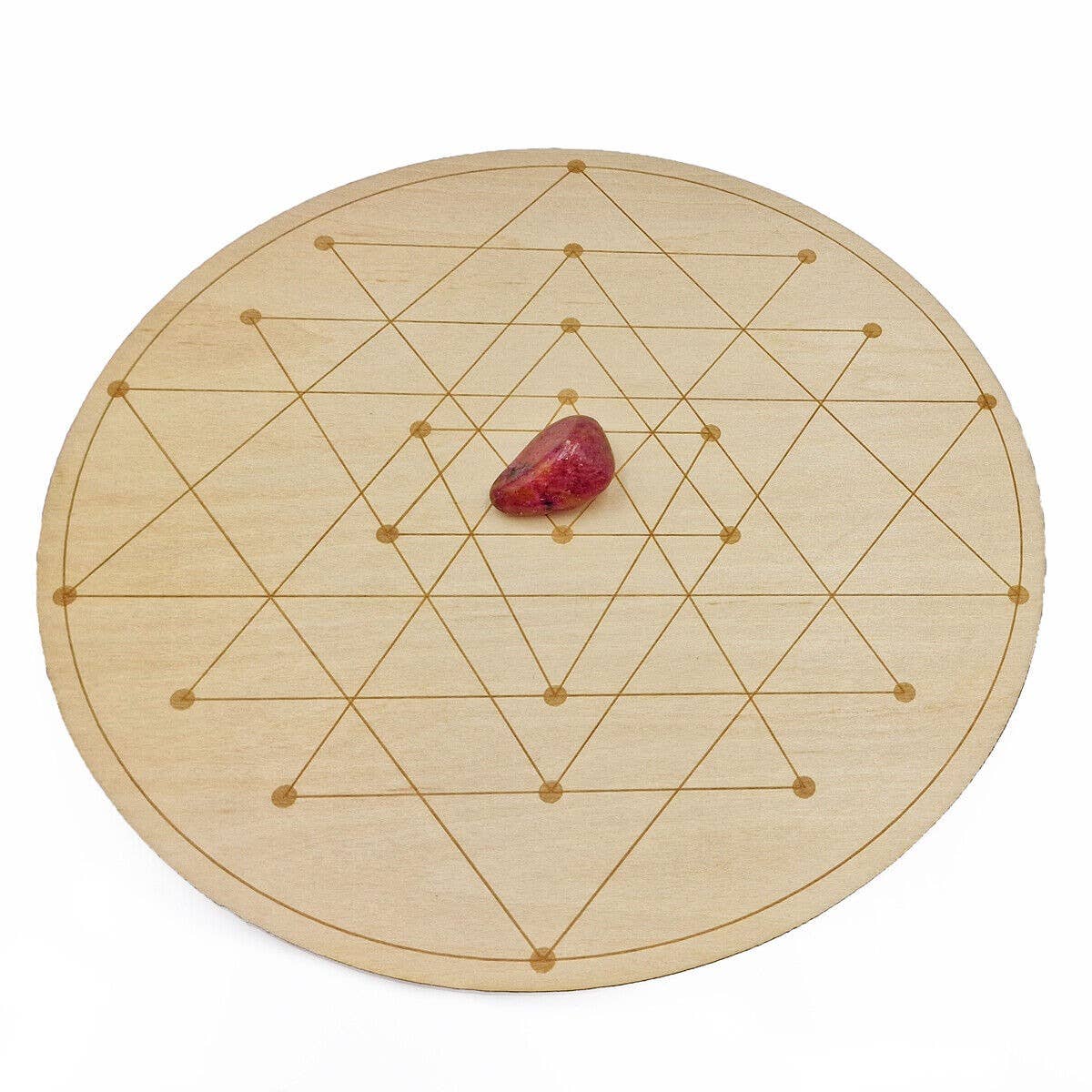 Shamans Crystal - Wholesale Crystal Grid - Crystal Grid Plates Round In Wood, 20cm Wide, Flower of Life19