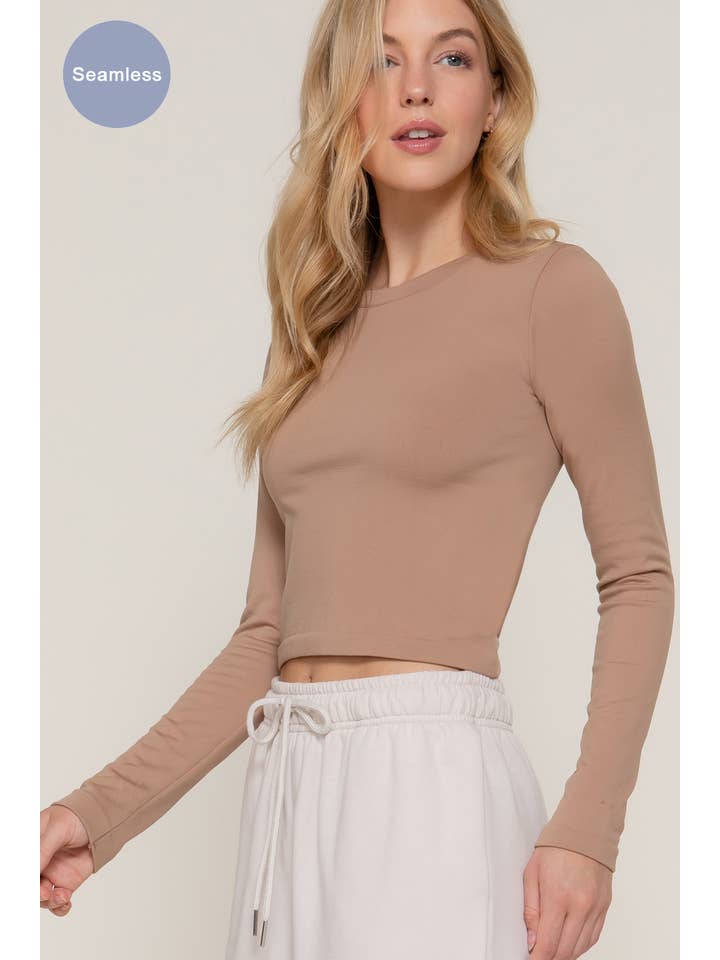 Active Basic | Active USA - Wholesale Knit Top - Women's - Long Sleeve Crew Neck Inner Fur Seamless Crop Top21