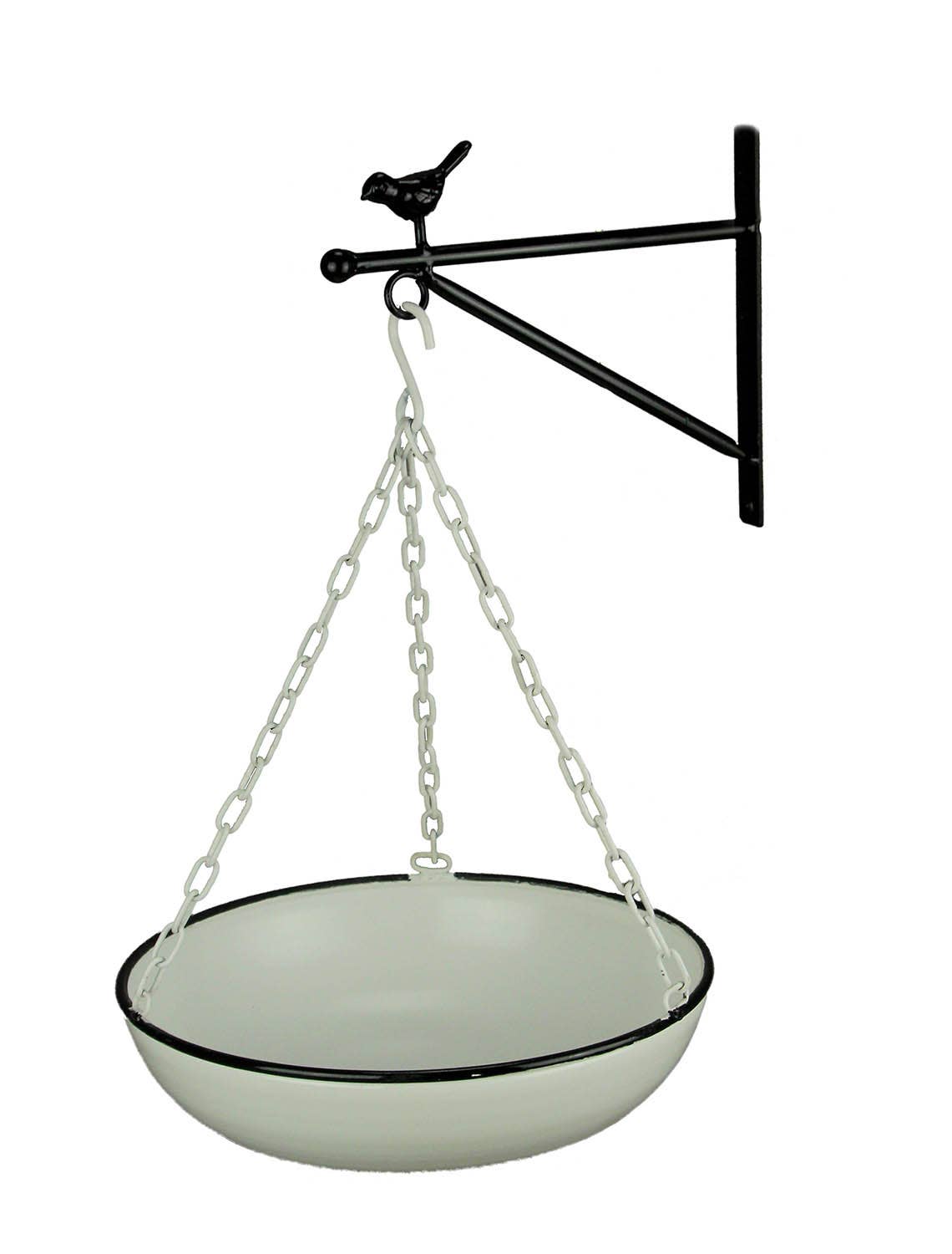 Zeckos – Prateleira de parede por atacado – Tigela e suporte de parede em metal esmaltado preto e branco1