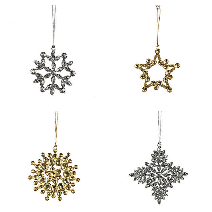 Beaded Snowflake and Star Christmas Ornaments for wholesale by CG Hunter