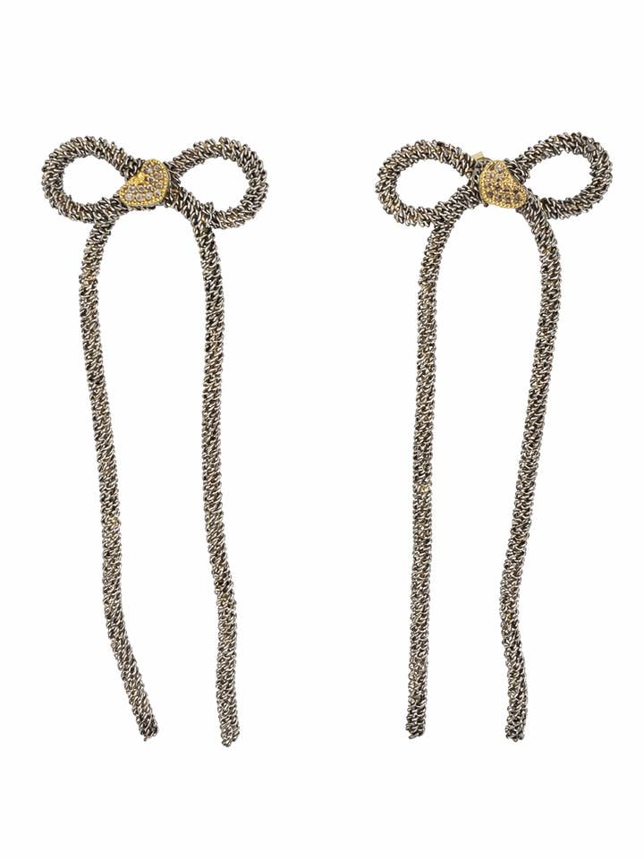 Lumière Bow Chain Drop Earrings for wholesale by Le Zohar