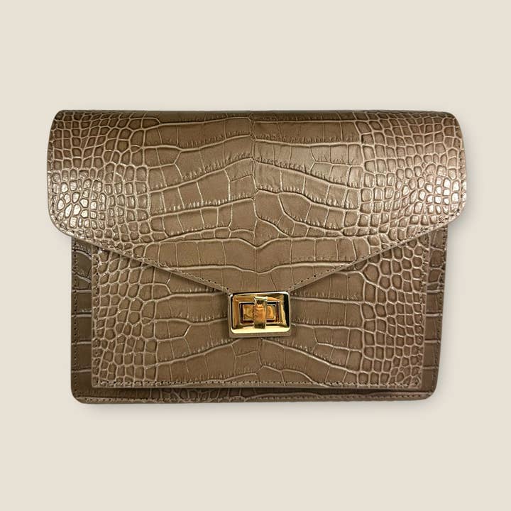 BEAU BAG | TAUPE CROCO for wholesale by Fique The Label