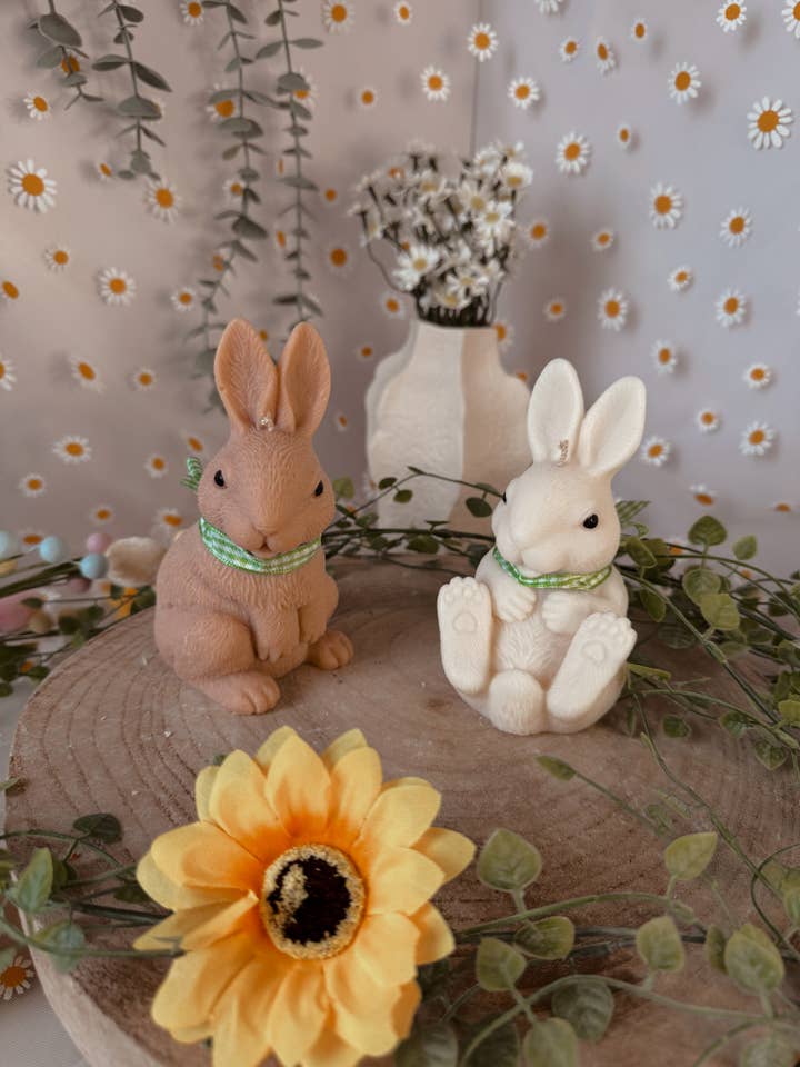 Lapin traditionnel de Pâques modèle assis coloris au choix pour la vente par My Milky Candle