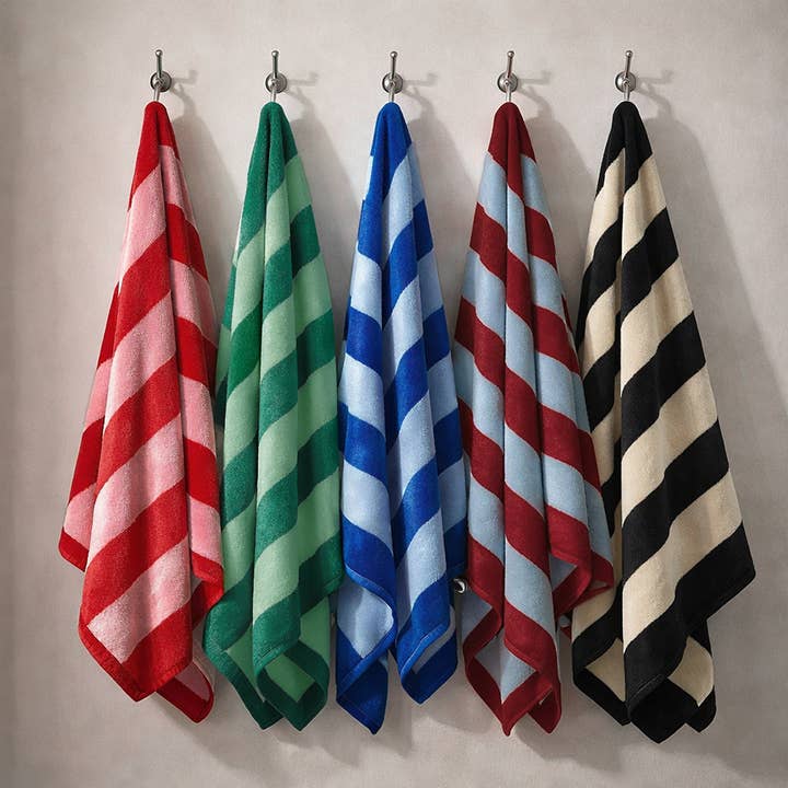 Extra Large Organic Cotton Striped Beach Towel 90 x 180cm for wholesale by Misona